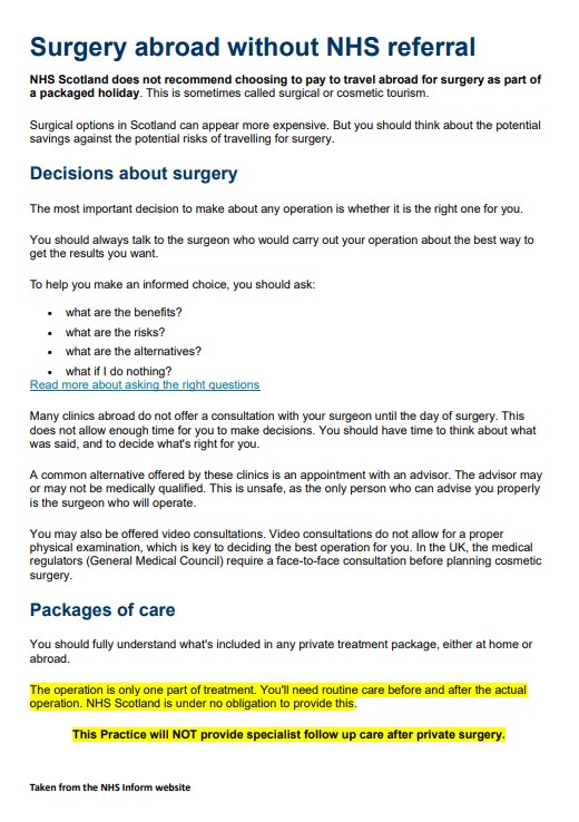 Surgery Abroad Without NHS Referral pg 1